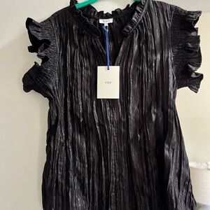 Voy Black Ruffled Women's Blouse